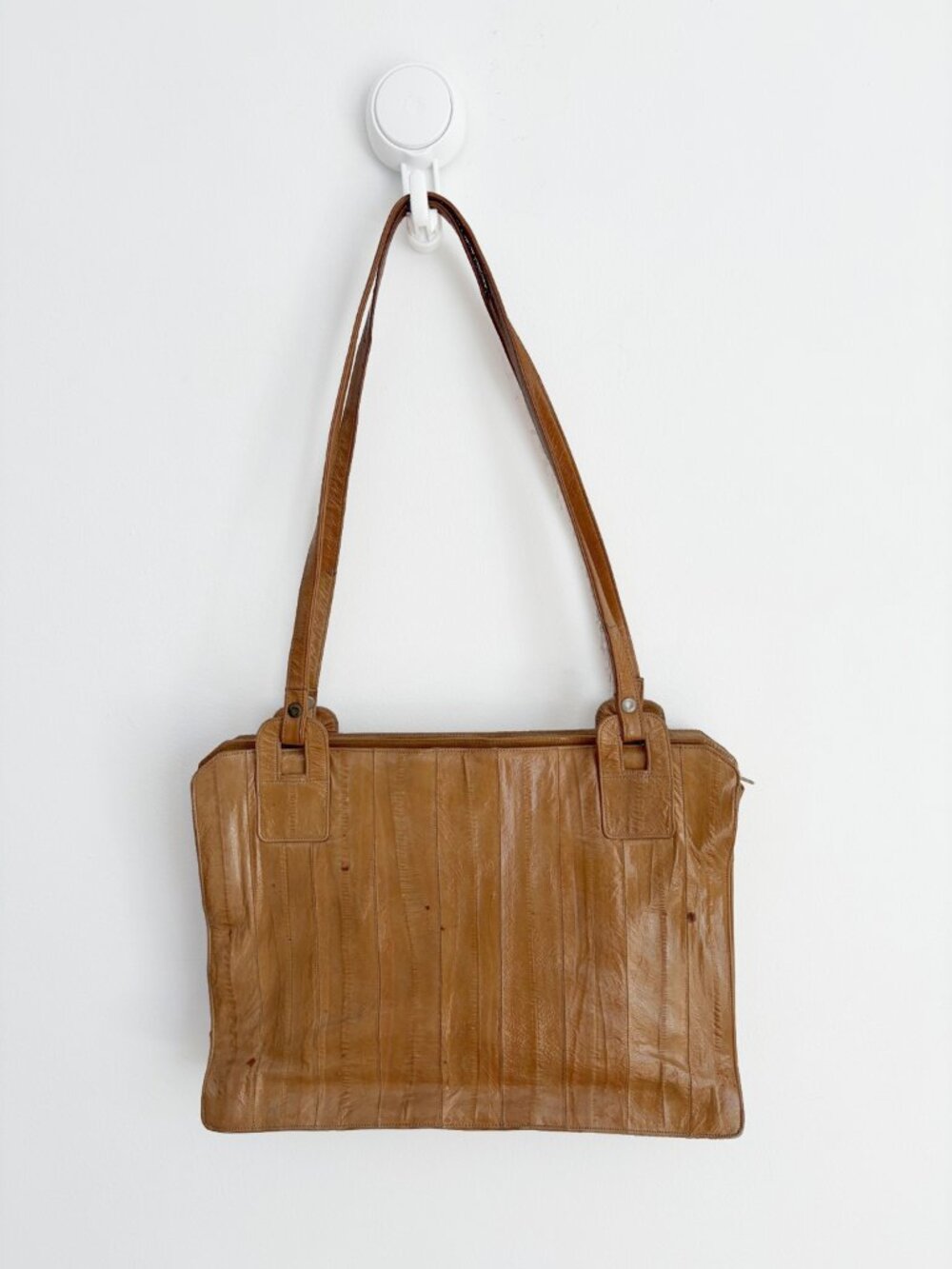 Vintage 1970s Boho Brown Paneled Leather Shoulder Bag